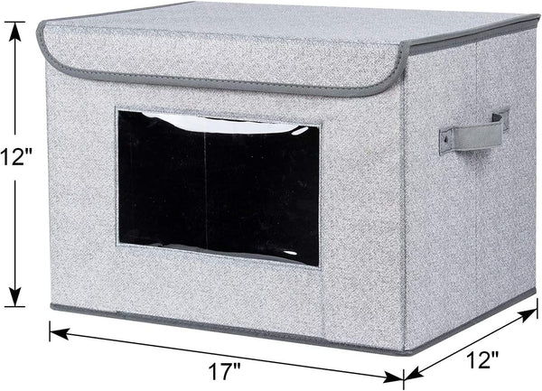 Large Collapsible Stackable Storage Bins with Lids for Home and Office