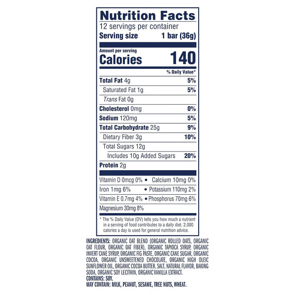 Soft-baked energy snack bars with 11g whole grains and USDA organic granola