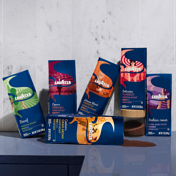Lavazza Decaf Ground Coffee, 100% Arabica, Medium Roast, 12 oz Bag, Single Serving