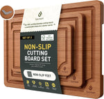 Bamboo Cutting Board Set with Non-Slip Feet and Juice Groove Chopping Boards
