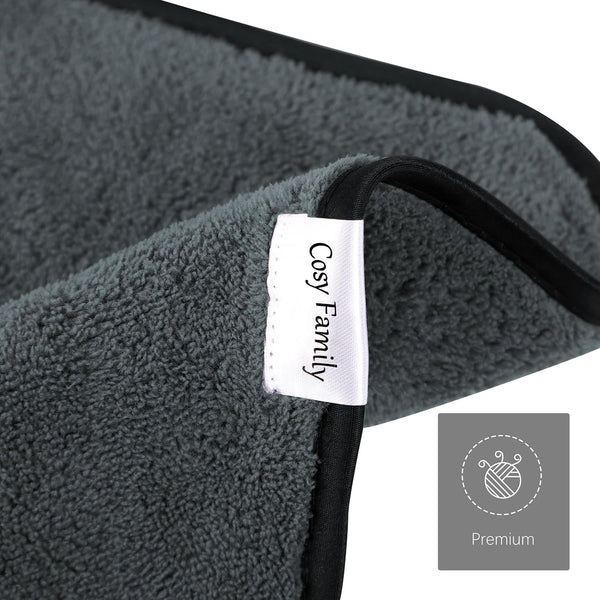 Cosy Family 10 Pack Makeup Remover Wash Cloths - Soft Microfiber Fingertip Facial Cleansing Cloths for Hand and Make Up, 12 x 12 in, Black Grey