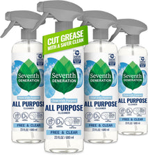 Seventh Generation All Purpose Cleaner, Free & Clear, 23 oz, Pack of 4, Plant-Based Cleaning Spray, Cuts Grease & Grime, No Fragrance or VOCs, Safe for Kids & Pets, Works on Glass, Sealed Wood & More