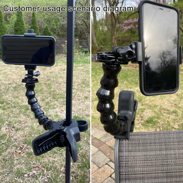 Suptig Phone Holder Desk Gooseneck Mount, Cell Phone Clamp Clip for Pole, Mount Stand, Compatible for iPhone 17 iPhone 16 Plus 15 Pro 14 Plus Xs Max XR X 8 7 6 6s Plus and Other 4-7'' Device