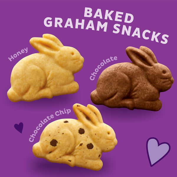 Annie's Organic Friends Bunny Grahams Snacks, Chocolate Chip, Chocolate, and Honey Baked Graham Crackers, 12 Pouches, 12 oz