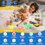 montessori toys for babies 6-12 months, 6-in-1 baby toys, stacking blocks, sensory learning gift