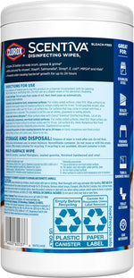 Clorox Scentiva Disinfecting Wipes, Coconut and Waterlily, Antibacterial, 75 Count
