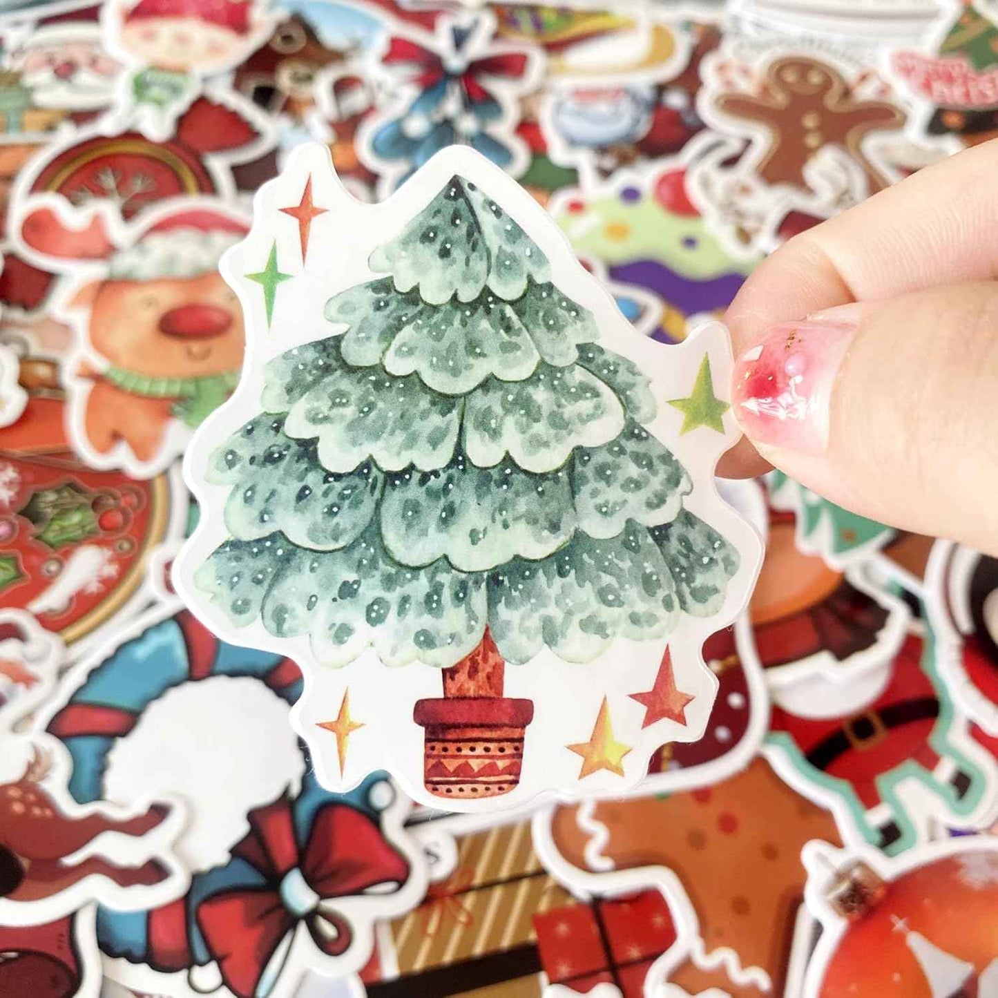 AOWDIAO 200 Pcs Cute Christmas Vinyl Stickers for Water Bottles, Scrapbooking & Crafts – Fun Holiday Party Favors, Xmas Gifts for Kids & Adults