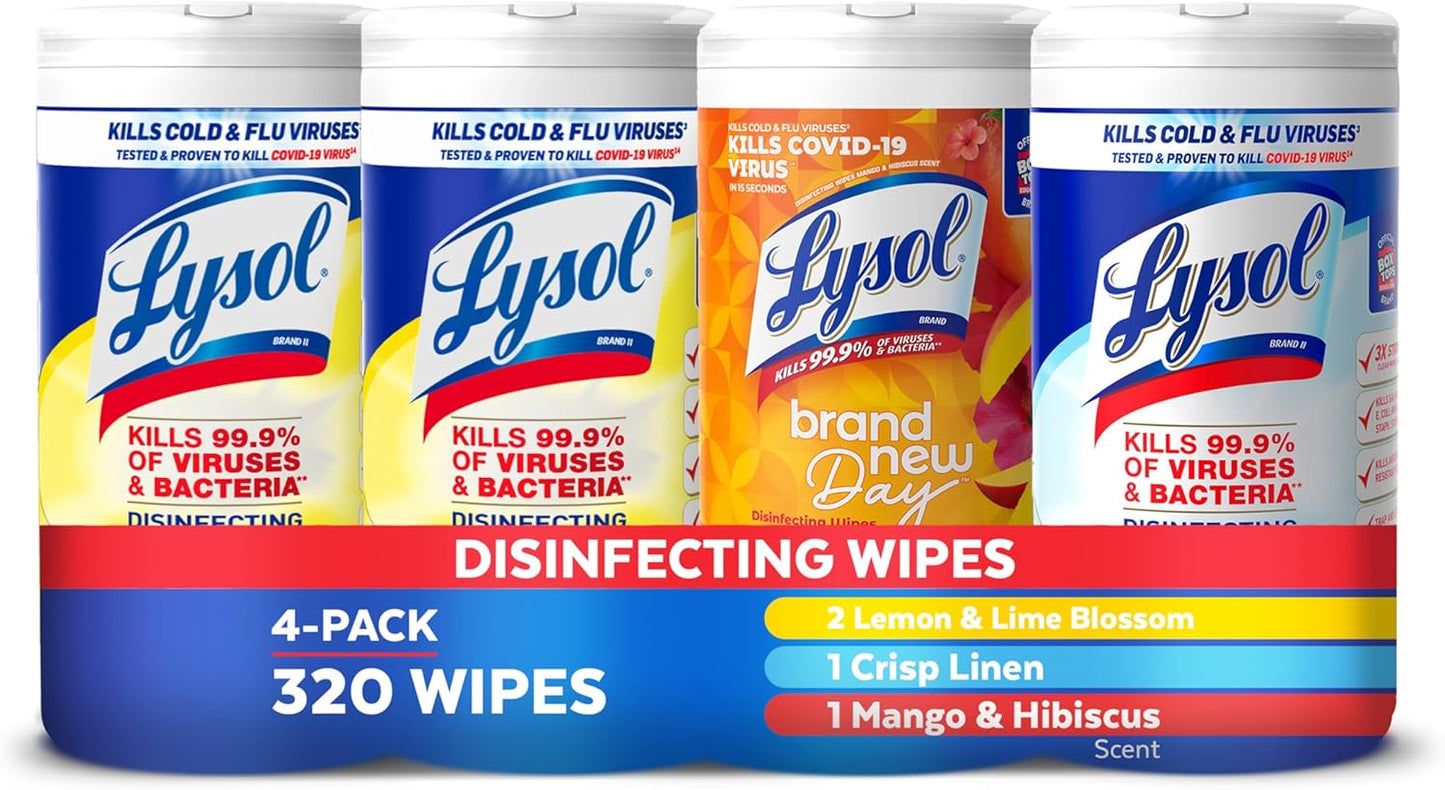 Lysol Disinfecting Wipes Multi-surface Cleaning Wipes, 80 Count, 4pk