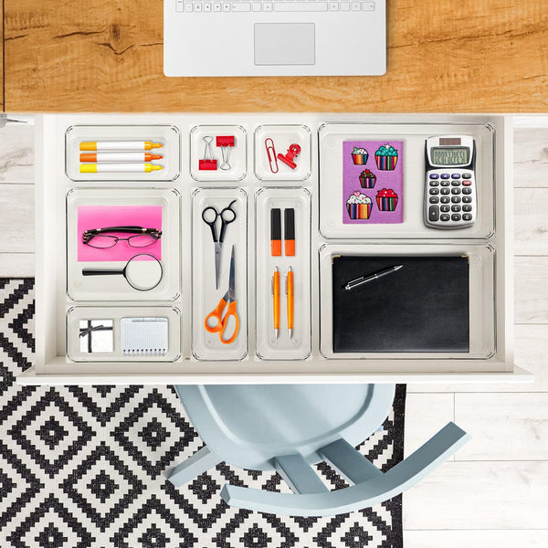 6 Pack Drawer Organizer with Non-Slip Pads for Desk Storage