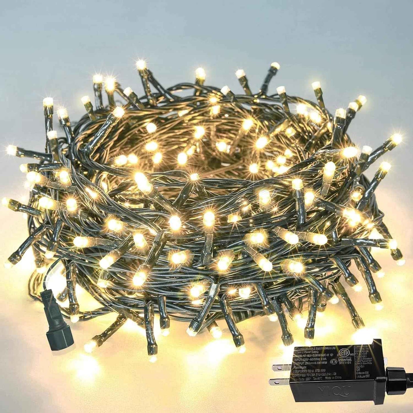Upgraded 75.8 FT 200 LED Christmas String Lights Outdoor/Indoor, Timer & Memory Function & 8 Modes, Extendable Green Wire Waterproof Fairy String Lights for Xmas Tree Holiday Party Garden (Warm White)