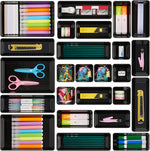 Vtopmart Office Desk Drawer Organizers Set, 25 PCS Plastic Trays, Storage Bins for Desk Accessories and Bathroom
