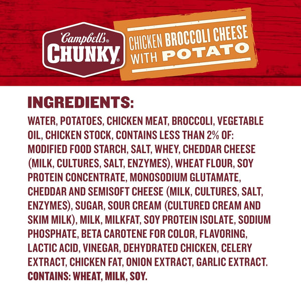 Campbell's Chicken Broccoli Cheese Soup, 18.8 Oz Cans, Case of 12, No Antibiotics Chicken, Microwavable