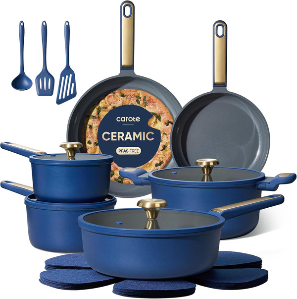 CAROTE 16-piece Non-Stick Cookware Set for Induction Cooktops