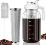 Heavy Duty Glass Mason Pitcher with Spout Lid and Stainless Steel Filter