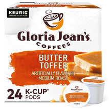 Gloria Jean's Coffees Butter Toffee Single-Serve Keurig K-Cup Pods Medium Roast Coffee 24 Count