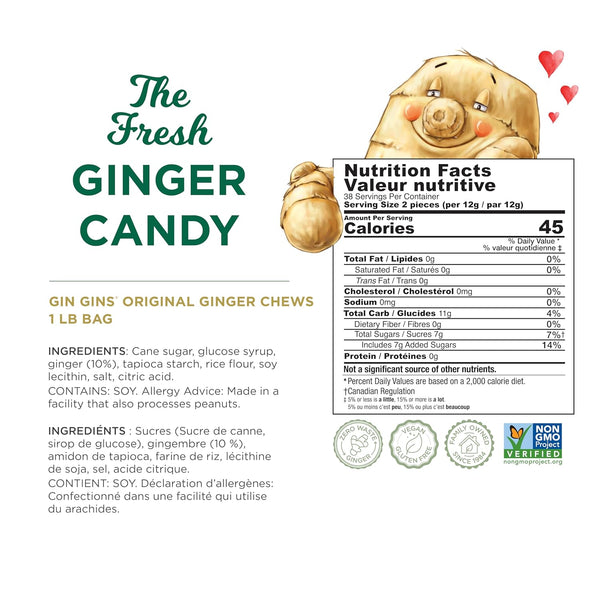 the ginger people gin gins original ginger chews 1 lb bag individually wrapped