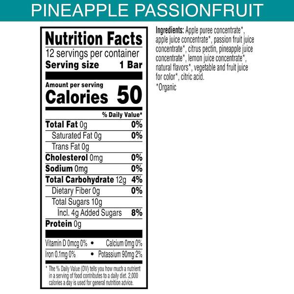 Pure Organic Layered Fruit Bars, Gluten Free, Vegan Fruit Snacks, Pineapple Passionfruit (2 Boxes, 24 Bars)