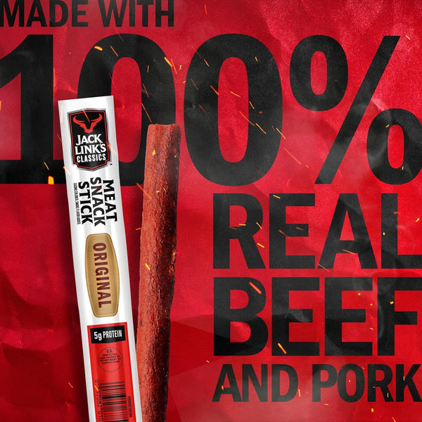 Jack Link's Classics Original Jerky Sticks, 20 Count, 0.8 oz Sticks, Made with Beef and Pork
