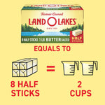 Land O Lakes Salted Butter Half Sticks, Made With Sweet Cream and Salt, 8 Half Butter Sticks, 1 lb Pack