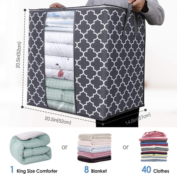 Storage bags for comforters and bedding with large capacity and sturdy zippers