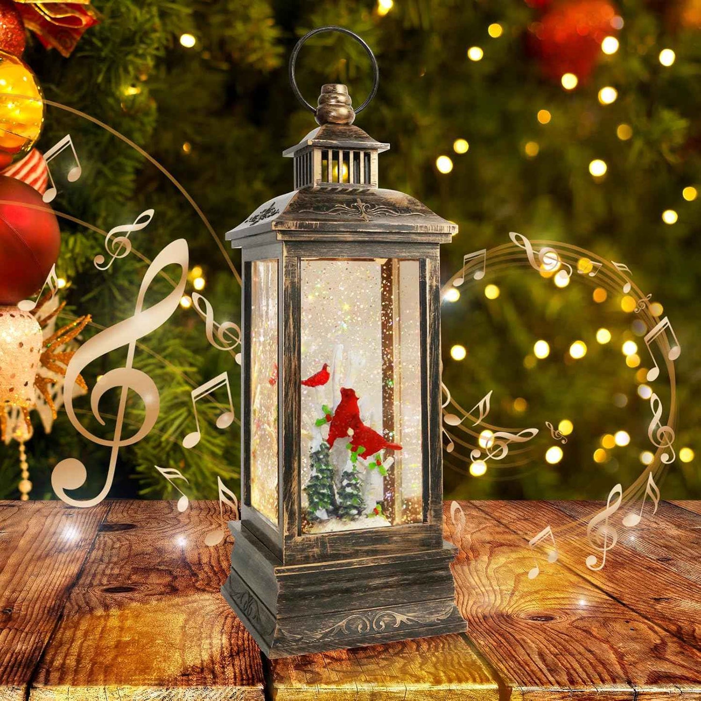 Valentine Day Red Truck Snow Globe Musical Decor,Valentines Day Couple Red Truck Light Up Snow Globe 6H Timer, USB/Battery Operated,Valentines Day Gifts for Her, Teacher, Girls