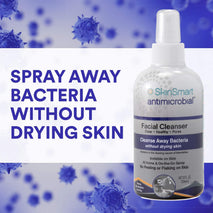 SkinSmart antimicrobial facial cleanser for breakouts and blemishes, with hypochlorous acid formula, 8 oz spray, gentle for all ages and skin types