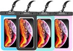 4 Pack 8.5“ Waterproof Cell Phone Pouch - Underwater Dry Bag Case Lanyard -Water Proof Clear Holder Protector for iPhone 17 16 Pro Max Plus Air Samsung Galaxy S25 Ultra Note for Beach Swimming