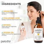 pura d'or 20% vitamin c serum 4 oz - lightweight, retinol, hyaluronic acid, ferulic acid treatment for face & eyes - men & women