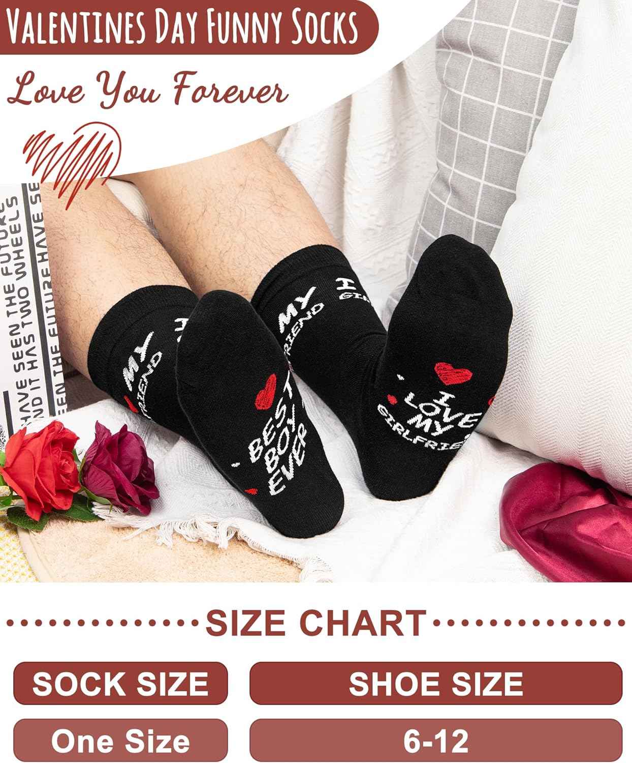 Valentines Day Socks for Men Women Him Her Girlfriend Boyfriend Couple, Anniversary Birthday Romantic Heart Gifts