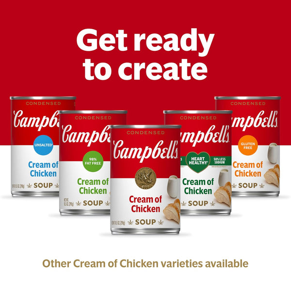Campbell's Condensed Cream of Chicken Soup 4 Pack, 10.5 oz Cans, Farm-Fresh Cream and Antibiotic-Free Chicken