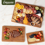 Bamboo cutting board set for kitchen, 3 piece extra thick with juice groove