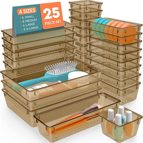 SpaceHacks 25 PCS Plastic Drawer Organizer Set for Storage and Organization