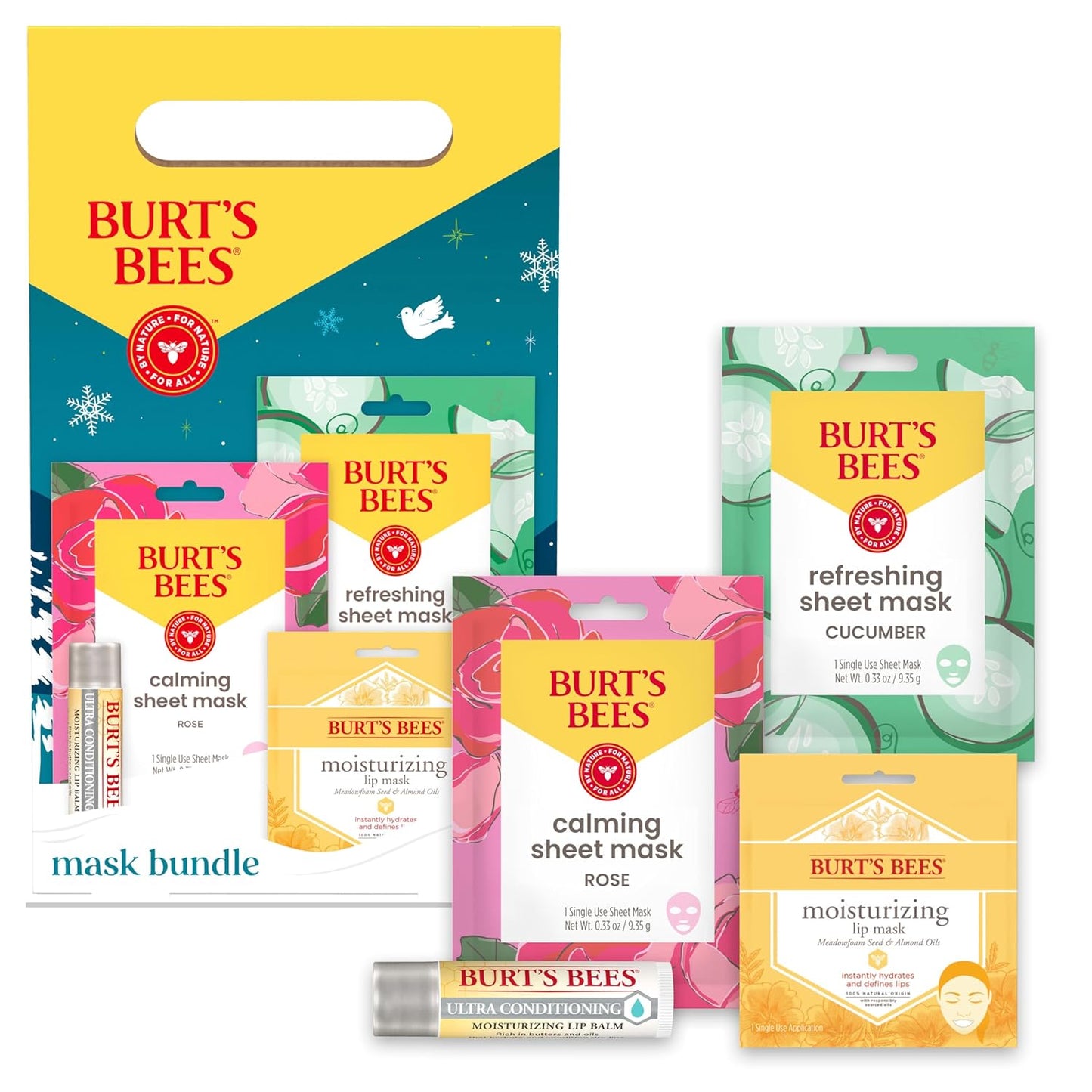 Burt's Bees Gifts Ideas, Tips and Toes Kit, 6 Travel Size Products - Pomegranate Moisturizing Lip Balm, 2 Hand Creams, Foot Cream, Cuticle Cream, and Hand Salve