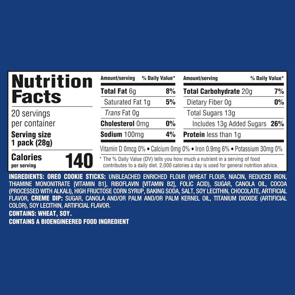 Handi-Snacks OREO Cookie Sticks 'N Creme Dip Snack Packs, 20 Count