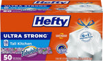 Hefty Ultra Strong 13 Gallon Trash Bags, Tall Kitchen, Drawstring Closure, Odor Control, White, Lavender, Sweet Vanilla, 80 Count