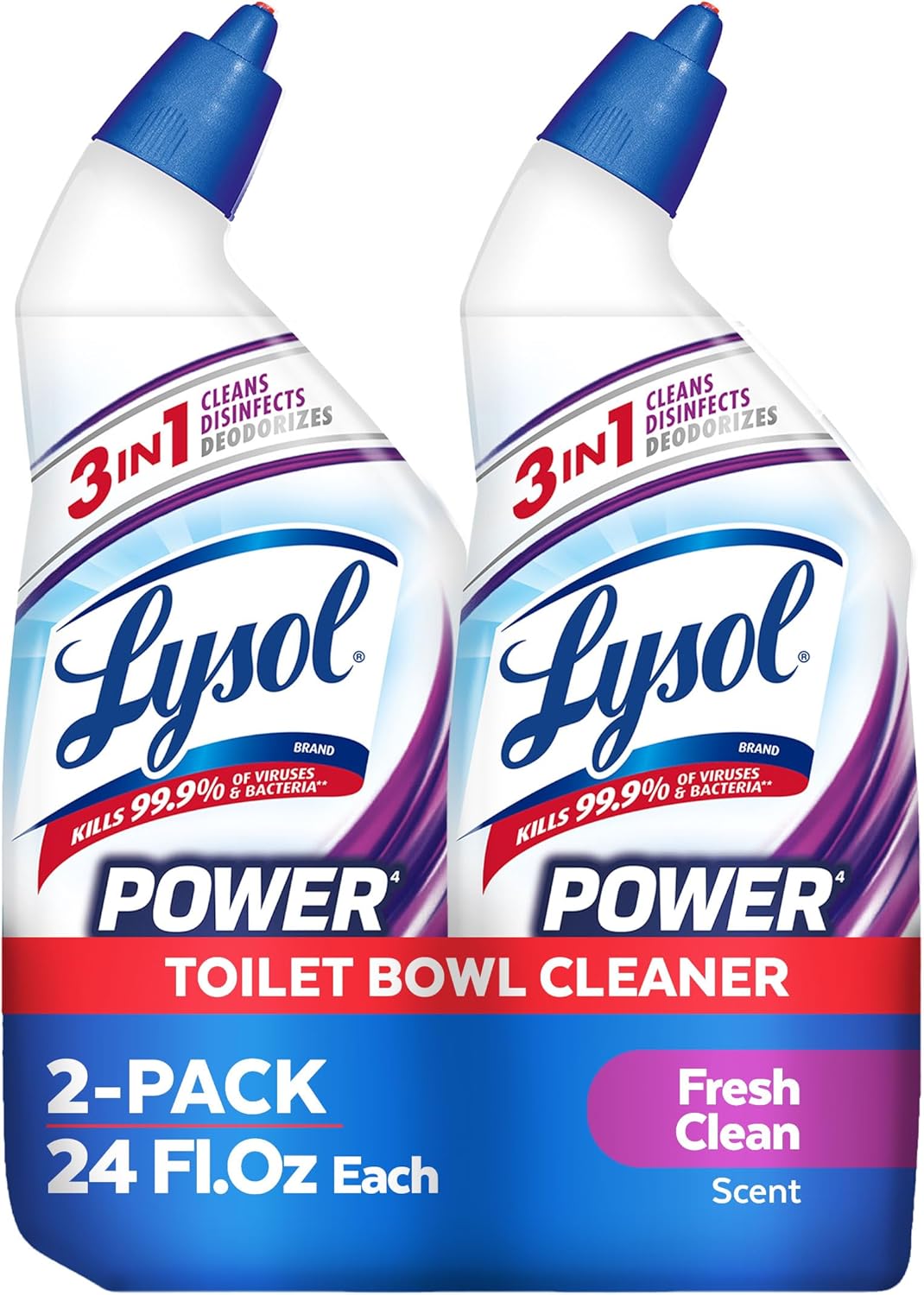 Lysol Toilet Bowl Cleaner, Max Strength Bathroom Cleaning Supplies, Toilet Bowl Cleaner Clinging Gel, Home Essential, Instant Stain Removal, Disinfecting and Deodorizing, Bleach Free, 24 oz (2 ct)
