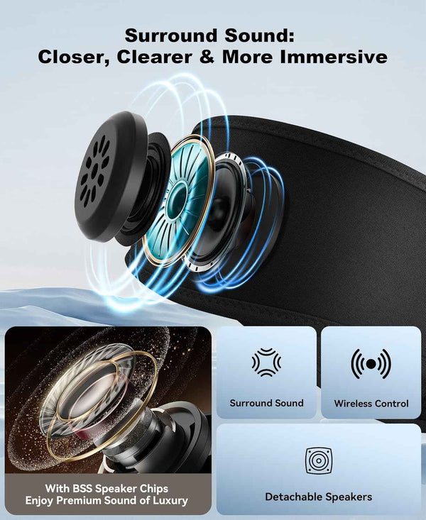 Musicozy Sleep Headphones Bluetooth 5.4 Headband Wireless Earphones with Ultra-Thin HD Stereo Speaker