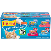purina friskies wet cat food variety pack fish-a-licious extra gravy 32x 5.5 oz cans