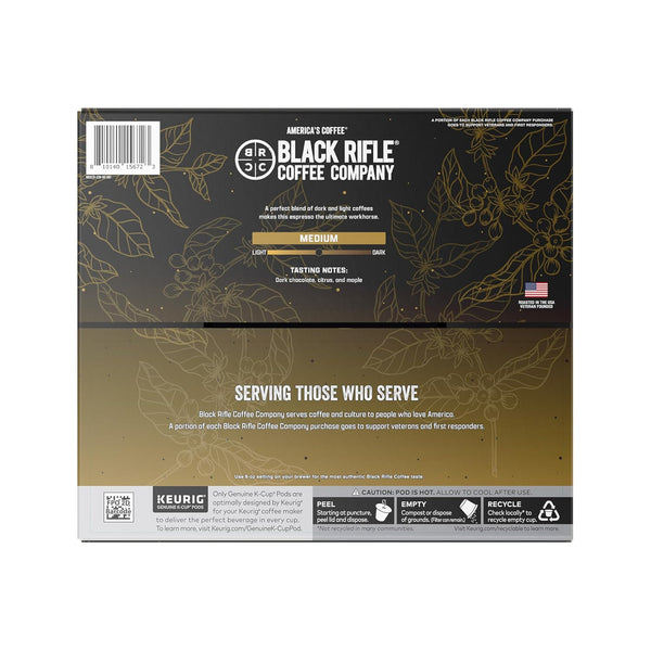 Black Rifle Coffee Company AK Espresso, 50 Count, Medium Roast K Cups