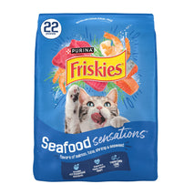 Purina friskies dry cat food seafood sensations with salmon tuna and shrimp flavors 22 lb bag