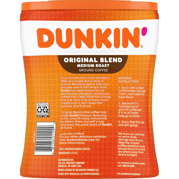 Dunkin' Donuts Original Blend Medium Roast Ground Coffee - 30 oz Canister