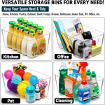 12 pack large clear storage bins with handles and labels for home organization
