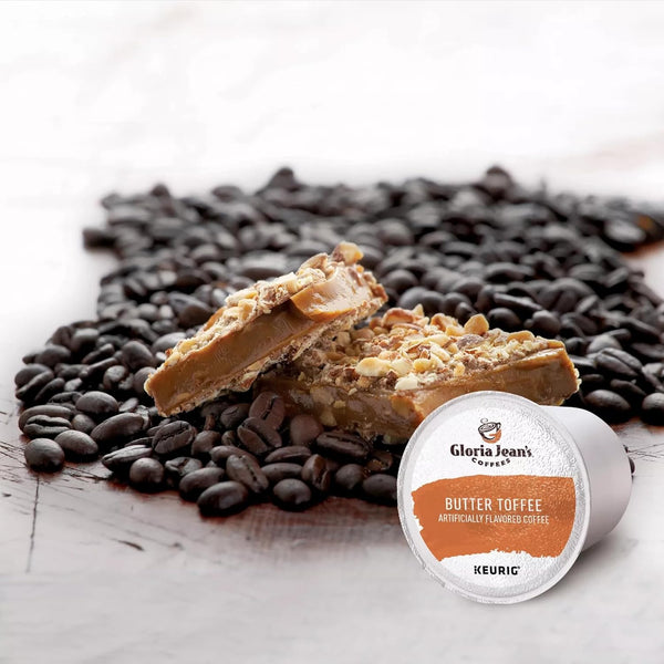 Gloria Jean's Coffees Butter Toffee Single-Serve Keurig K-Cup Pods Medium Roast Coffee 24 Count