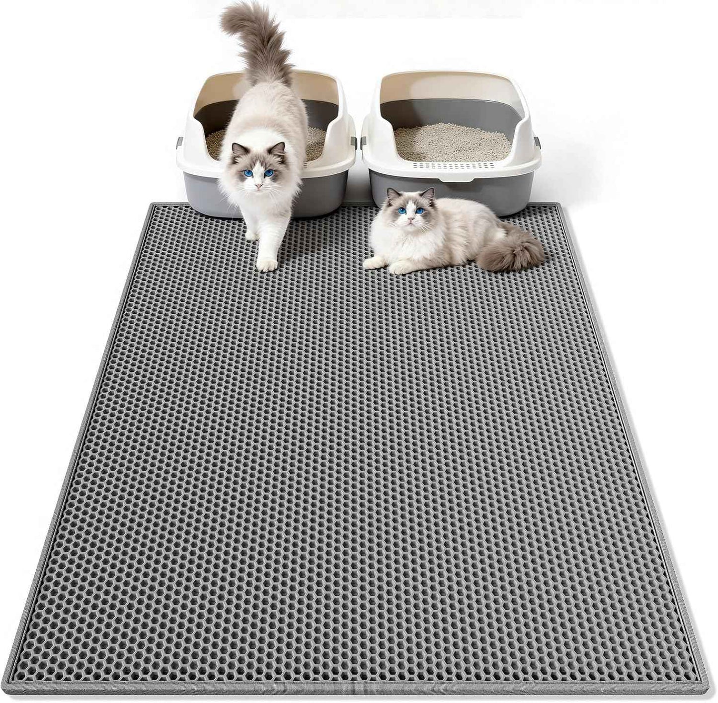 Pieviev Cat Litter Mat Double Layer Waterproof Urine Proof Trapping Mat 1 Pack (Gray, 24x15 Inch (Pack of 1))