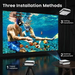HAPPRUN Native 1080P Bluetooth Mini Projector, Full HD Portable Outdoor Movie Projector with Built-in Speaker, Compatible with Smartphone, HDMI, USB, AV, Fire Stick, PS5 for Home, Bedroom, Outdoor Use