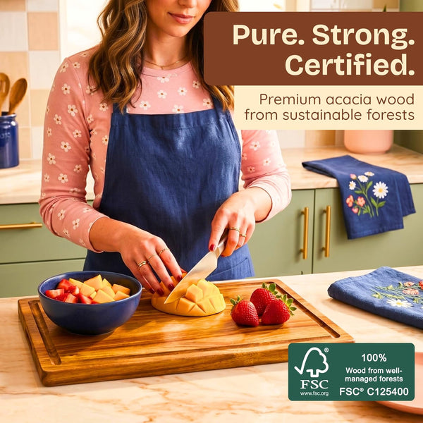 Non-Toxic Wood Cutting Board Made from FSC Certified Acacia Wood