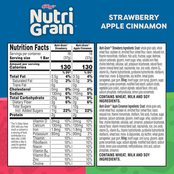Nutri-Grain Breakfast Bars Variety Pack with 10g Whole Grains, 48 Count