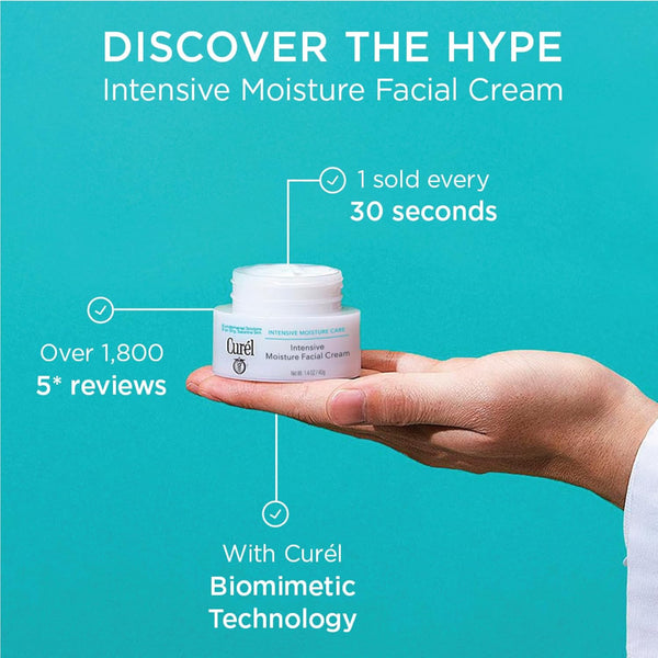 Curel Japanese Skin Care Intensive Face Moisturizer Cream, fragrance-free, anti-aging, 1.4 Oz, hydrating face lotion for dry to very dry sensitive skin