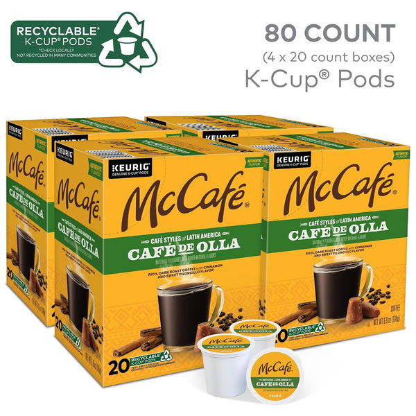 McCafe Cafe Styles of Latin America Cafe de Olla coffee pods, 20 count, dark roast, Arabica beans, kosher, recyclable