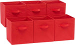 Amazon Basics Collapsible Fabric Storage Cubes Organizer with Handles, Sturdy, Beige, 10.5-x-10.5-x-11-inch, Pack of 6